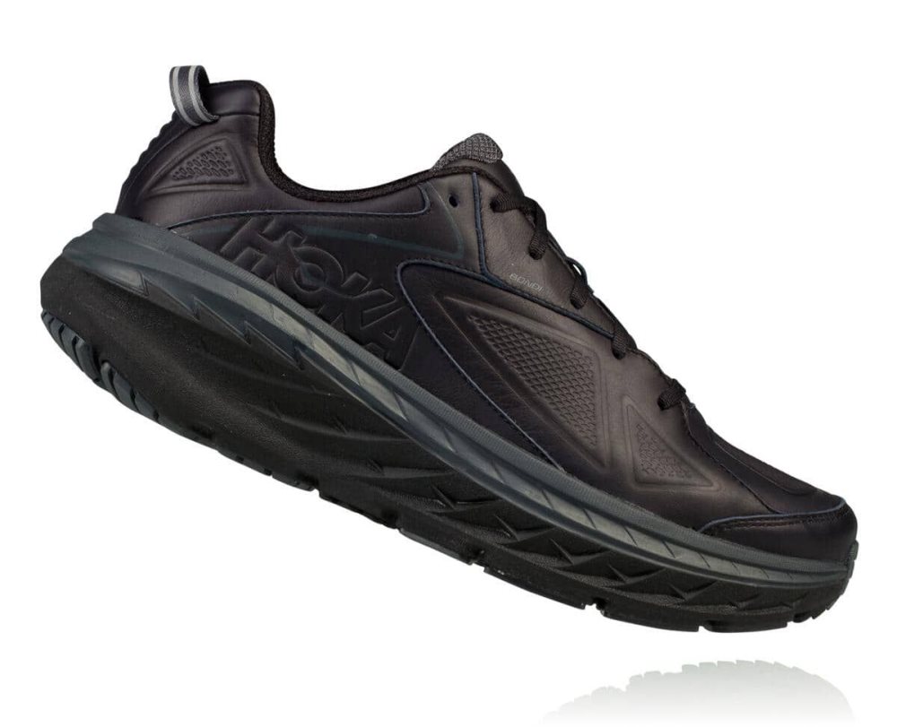 Hoka Bondi Leather Black | 01436LYNK