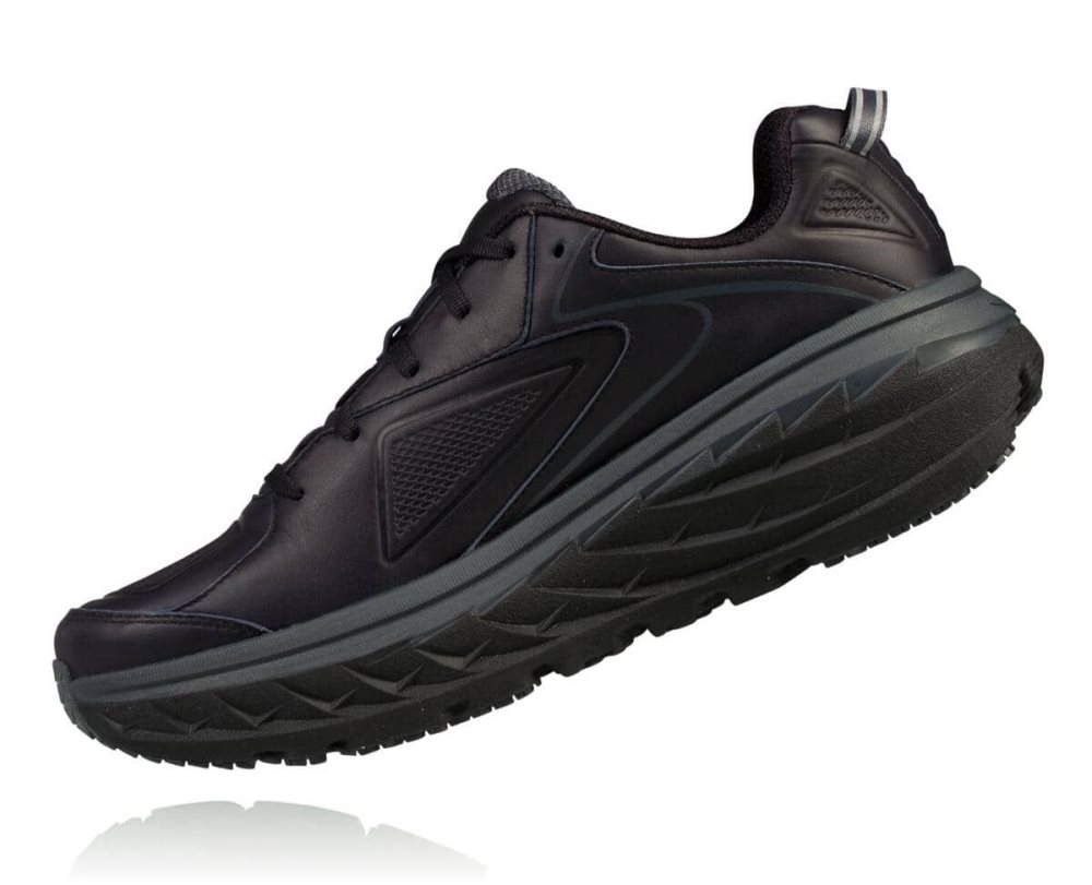 Hoka Bondi Leather Black | 01436LYNK