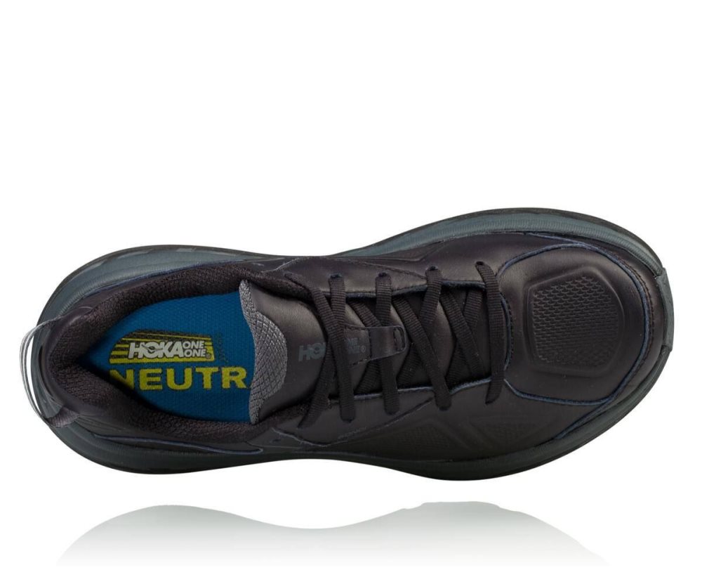 Hoka Bondi Leather Black | 21578WUIL