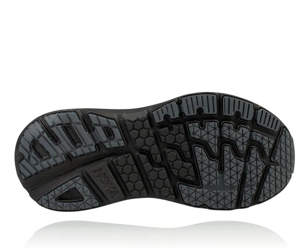 Hoka Bondi Leather Wide Black | 68705CSBO