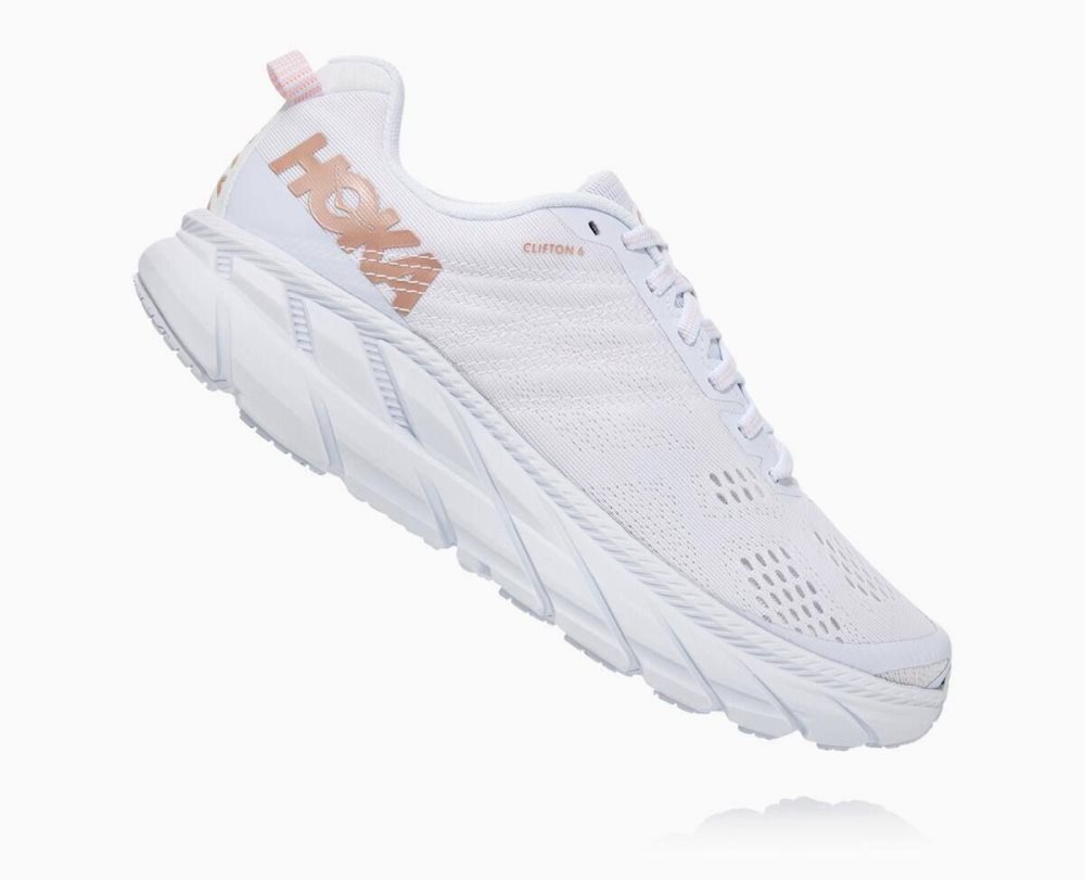 Hoka Clifton 6 White / Rose Gold | 92436QEMJ