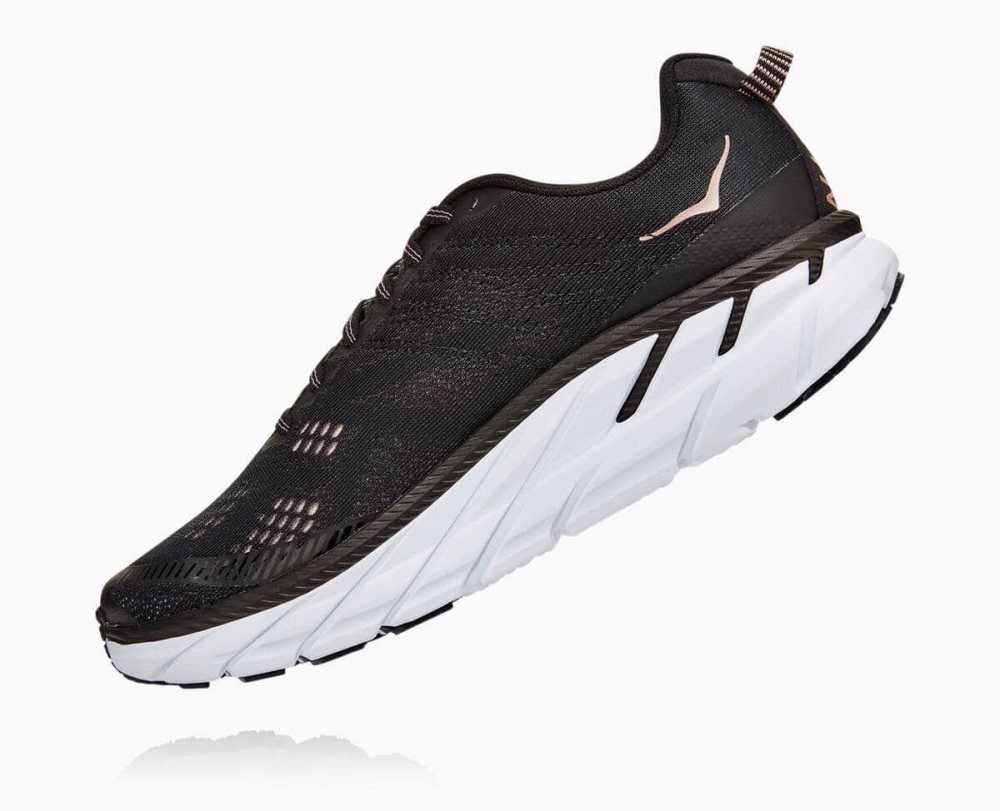 Hoka Clifton 6 Wide Black / Rose Gold | 97038JSXU