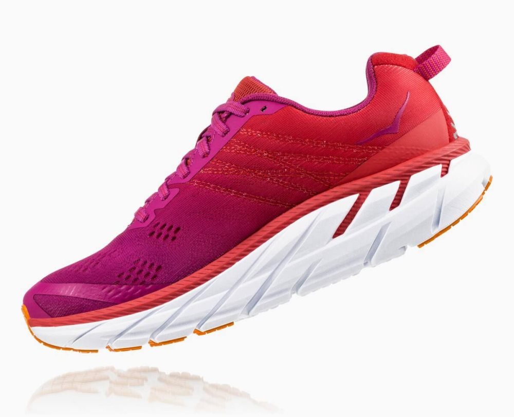 Hoka Clifton 6 Wide Red / Green Flower | 36197ECHF