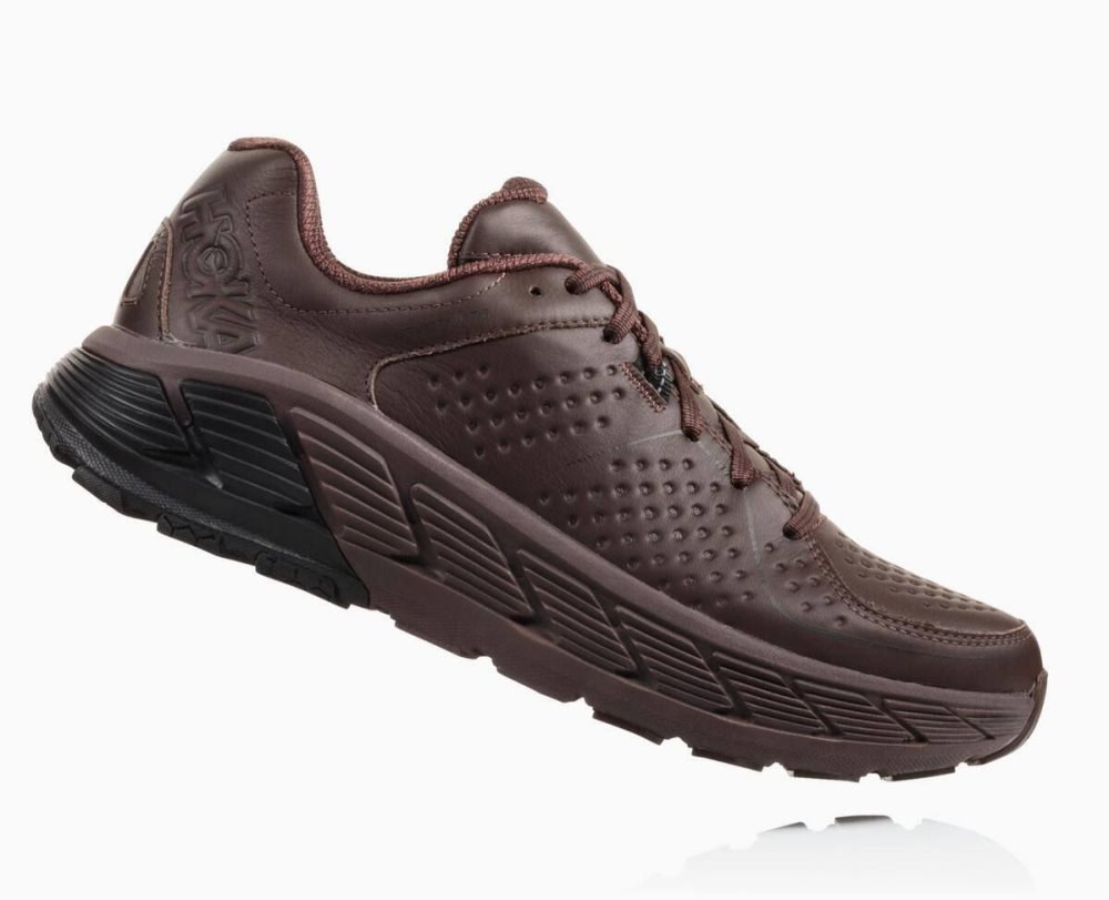 Hoka Gaviota Leather Coffee / Black | 25861QDIT