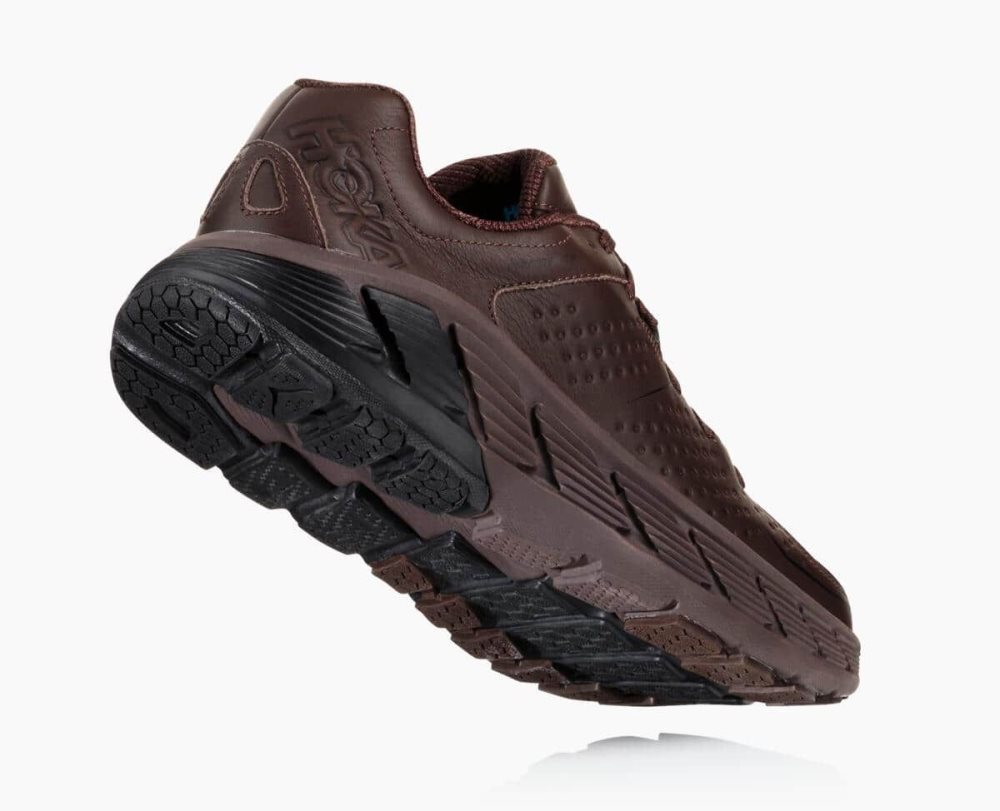 Hoka Gaviota Leather Coffee / Black | 25861QDIT