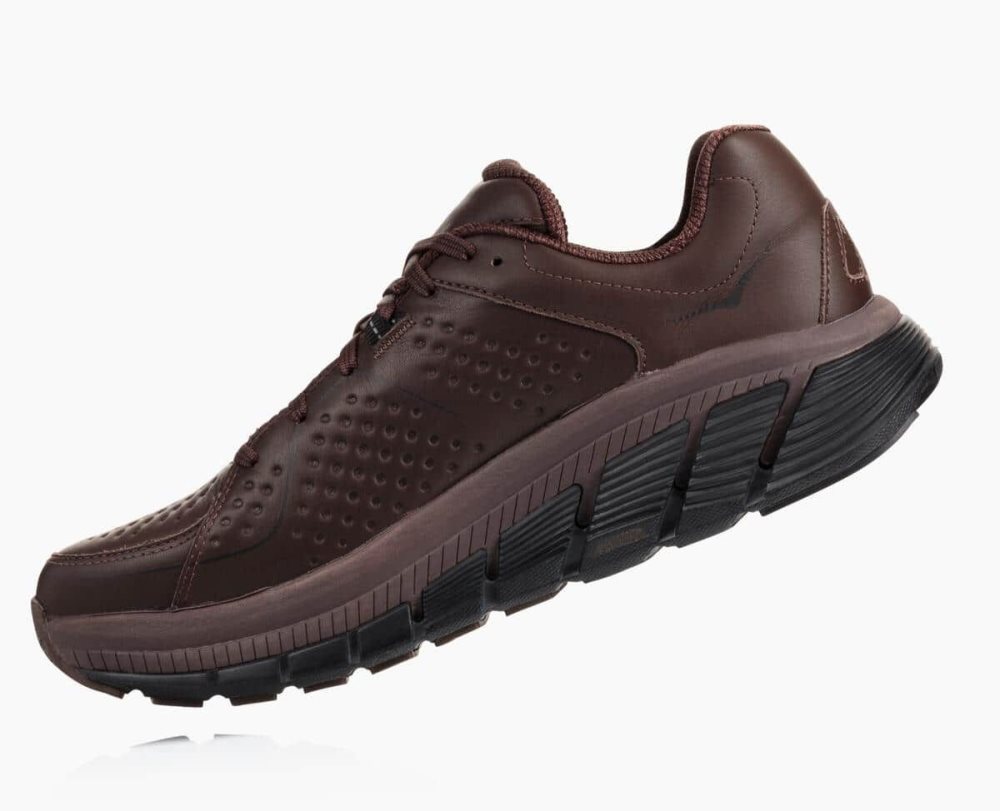 Hoka Gaviota Leather Coffee / Black | 25861QDIT