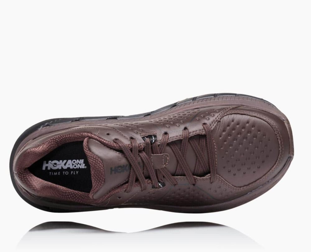 Hoka Gaviota Leather Coffee / Black | 25861QDIT