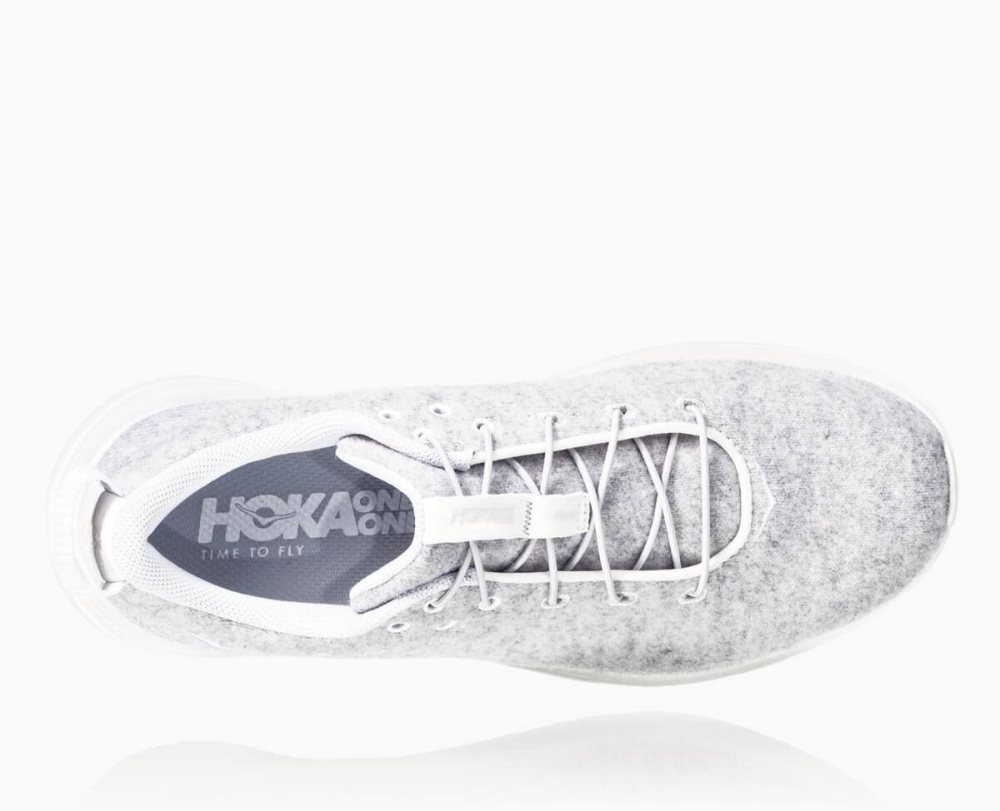 Hoka Hupana Flow Wool Lunar Rock/Blanc De Blanc | 17386HOXI