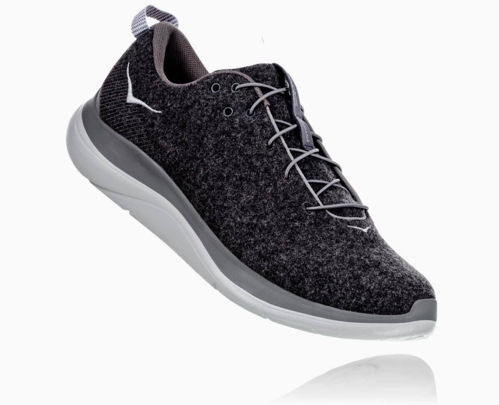 Hoka Hupana Flow Wool Wide Dark Grey | 85976IPEQ